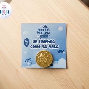 Tarjeta personalizada con moneda de chocolate